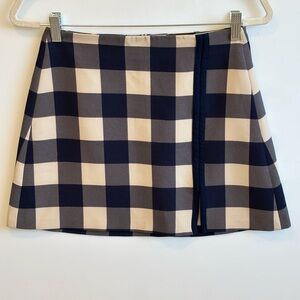 Zara Navy and Cream Checkered Mini Skirt